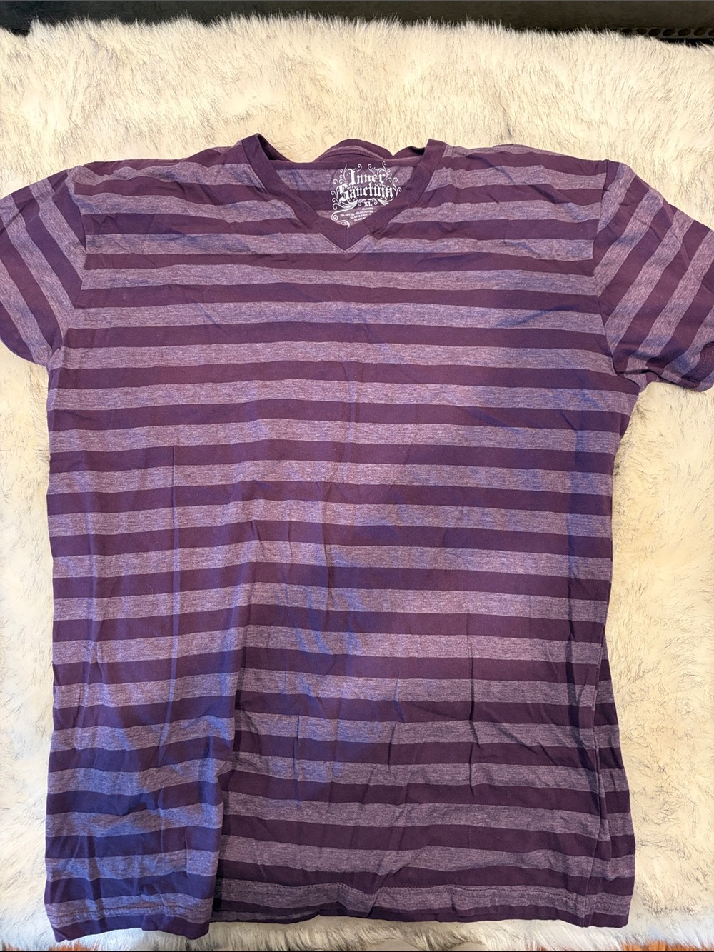 Men’s Purple Striped V-Neck Tee